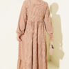 Lace Embroidered Knit Dress Latte - Image 3
