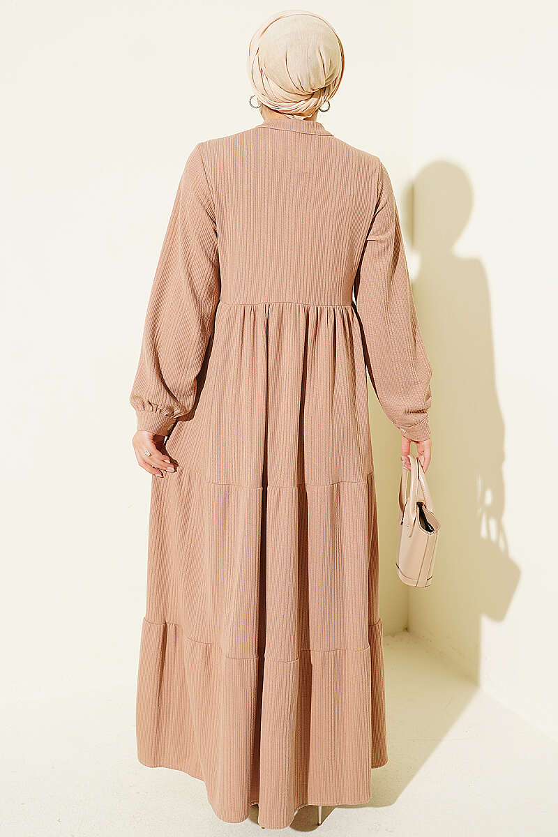 Lace Embroidered Knit Dress Latte - Image 3
