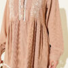 Lace Embroidered Knit Dress Latte - Image 4