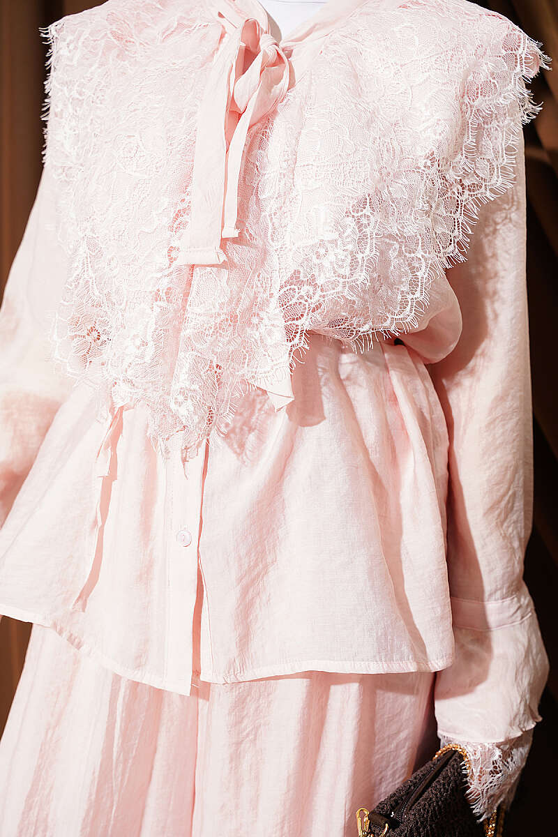 Lace Embellished Loose Two-Piece Set Pink - immagine 4