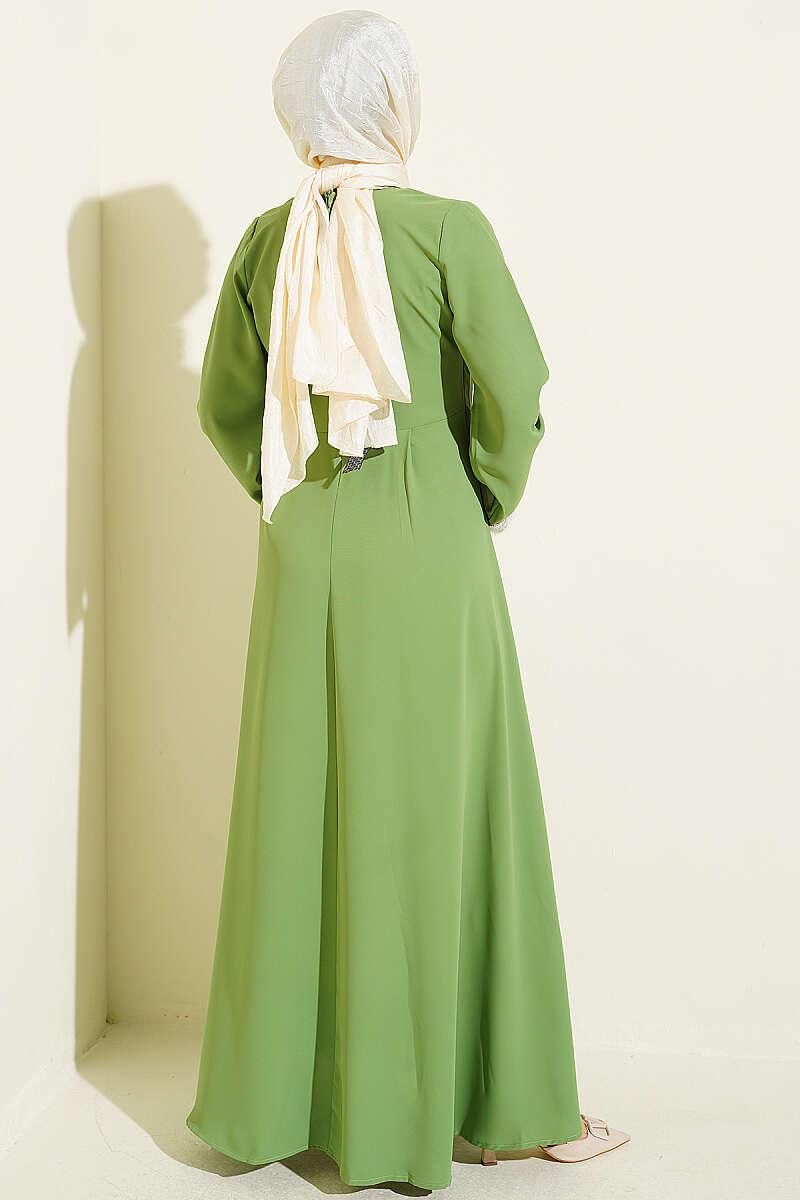 Lace Stone Detail Dress Pistachio Green – Bild 3