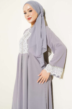 Alternative view of Lace Stone Detail Dress Grey