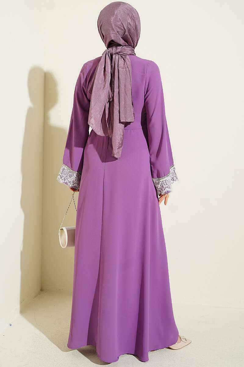 Lace Stone Detail Dress Purple – Bild 3