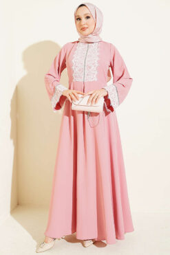 Lace Stone Detail Dress Powder Pink