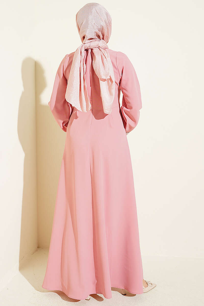 Lace Stone Detail Dress Powder Pink - Image 3