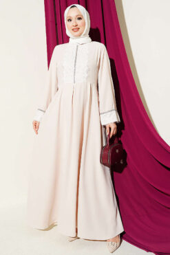 Lace Stone Detail Dress Stone