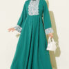 Lace Stone Detail Dress Emerald