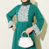 Lace Stone Detail Dress Emerald - Image 2