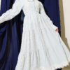 Lace Buttoned Pleated Dress Baby Blue