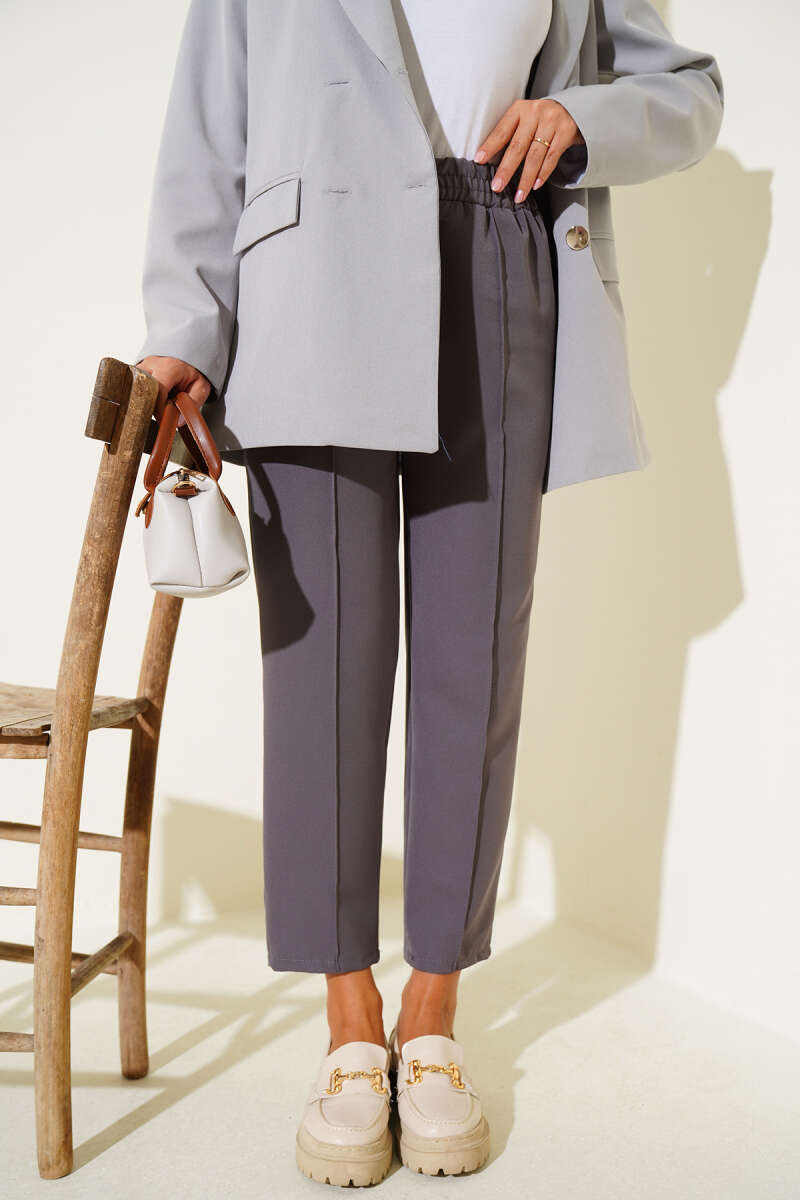 Slim Fit Waistband Trousers with Side Pockets Slate Grey