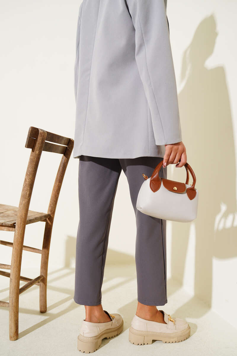 Slim Fit Waistband Trousers with Side Pockets Slate Grey - immagine 3