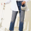 Slim Fit Laser Cut Denim Pants Brown - الصورة 2