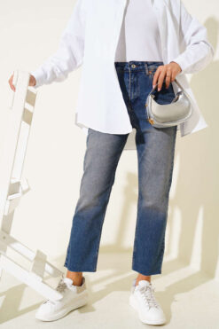 Alternative view of Slim Fit Laser Cut Denim Pants Brown