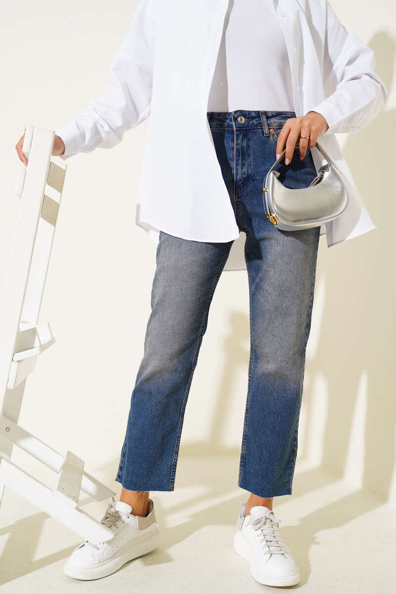 Slim Fit Laser Cut Denim Pants Brown - الصورة 2