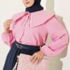 Nautical Collar Tied Short Shirt Pink