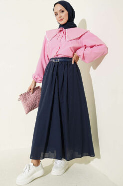 Alternative view of Nautical Collar Tied Short Shirt Pink