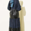 Houndstooth Pattern Dress with Leather Accents Blue - الصورة 3