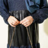 Houndstooth Pattern Dress with Leather Accents Blue - الصورة 4