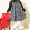 Houndstooth Pattern Tunic with Leather Accents Smoke - immagine 2