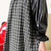 Houndstooth Pattern Tunic with Leather Accents Smoke - immagine 4