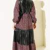 Houndstooth Dress with Leather Details Pink - Afbeelding 3