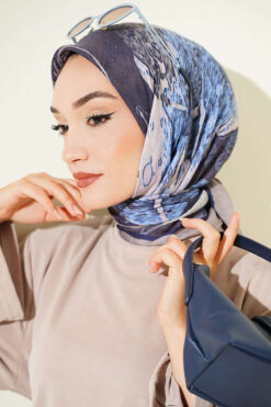 Alternative view of Printed Ayda Bamboo Crepe Scarf Grey