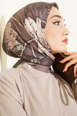 Alternative view of Printed Ayda Bamboo Crepe Scarf Mink
