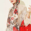 Patterned French Silk Scarf Sand Beige
