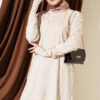 Patterned Gold-Button Mercerized Tunic Beige