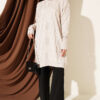 Patterned Gold-Button Mercerized Tunic Beige – Bild 2