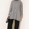 Patterned Gold-Button Mercerized Tunic Grey – Bild 2
