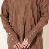 Patterned Gold-Button Mercerized Tunic Brown – Bild 4