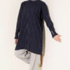 Patterned Gold-Button Mercerized Tunic Navy Blue – Bild 2