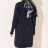 Patterned Gold-Button Mercerized Tunic Navy Blue – Bild 3