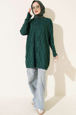 Alternative view of Patterned Gold-Button Mercerized Tunic Nefti