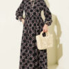 Chiffon Dress with Patterned Ribbon Detail Rose Dust