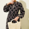 Chiffon Dress with Patterned Ribbon Detail Rose Dust - Afbeelding 2
