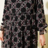 Chiffon Dress with Patterned Ribbon Detail Rose Dust - Afbeelding 4