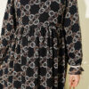 Chiffon Dress with Patterned Ribbon Detail Mink - Afbeelding 4