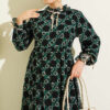 Chiffon Dress with Patterned Ribbon Detail Green - Afbeelding 2