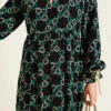 Chiffon Dress with Patterned Ribbon Detail Green - Afbeelding 4