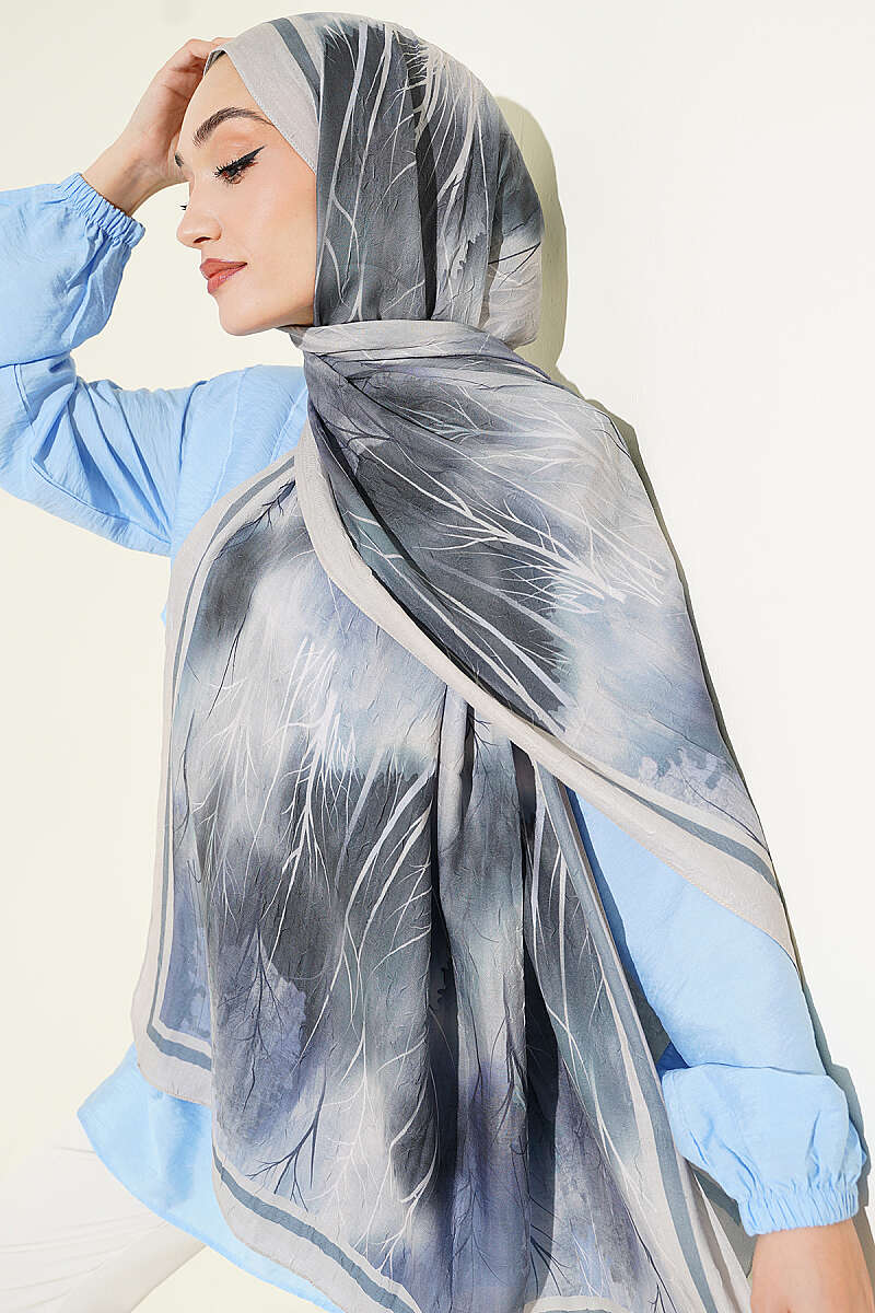 Patterned Liva Modal Crepe Shawl Beige