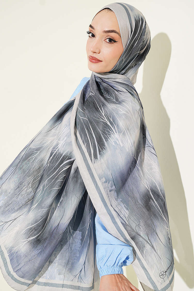Patterned Liva Modal Crepe Shawl Beige - Image 2