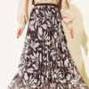 Pleated Waistband Chiffon Skirt Dark Brown