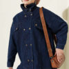 Fitted High-Collar Zip-Up Denim Two-Piece Set Blue - Afbeelding 2