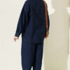 Fitted High-Collar Zip-Up Denim Two-Piece Set Blue - Afbeelding 3