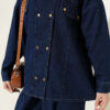 Fitted High-Collar Zip-Up Denim Two-Piece Set Blue - Afbeelding 4