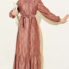 Printed High-Neck Dress Latte