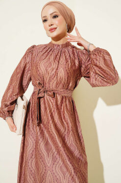 Alternative view of Printed High-Neck Dress Latte