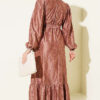 Printed High-Neck Dress Latte - Image 3